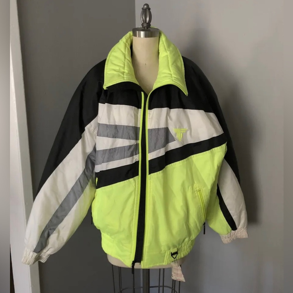 Tyrolia by Head Men's Vintage 80's Medium Neon Green/Black/White Puffer Jacket